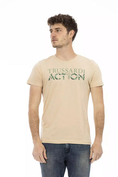 Trussardi Action Beige Cotton Men T-Shirt Trussardi Action