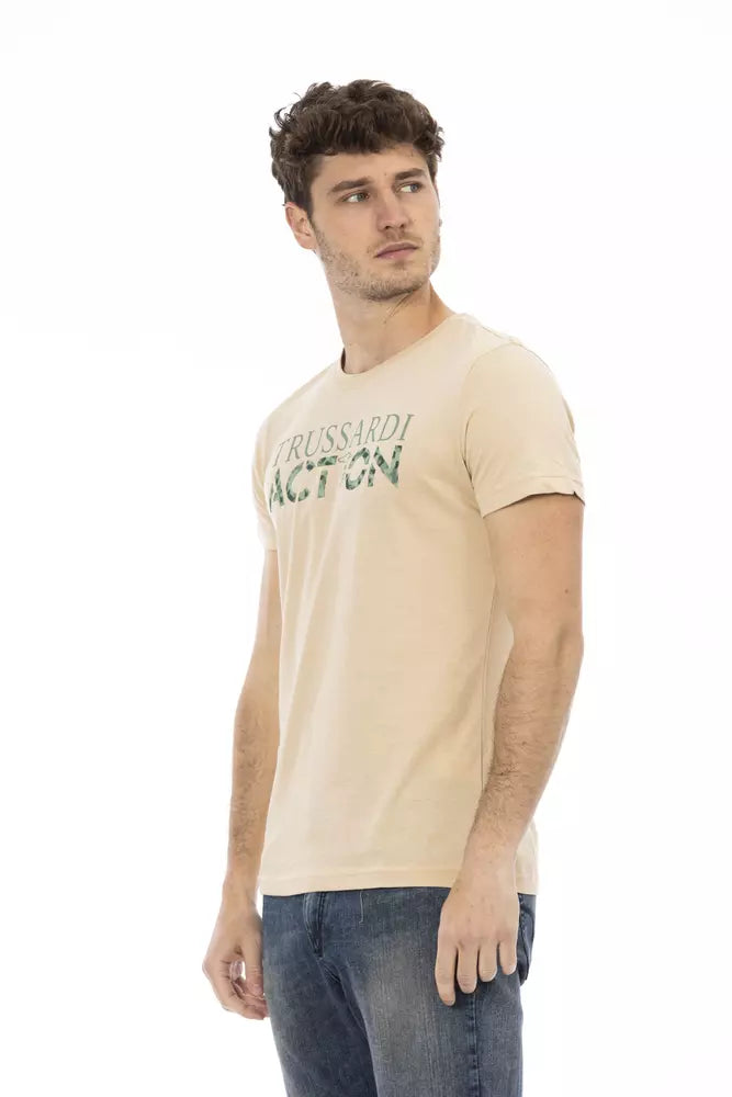 Trussardi Action Beige Cotton Men T-Shirt Trussardi Action