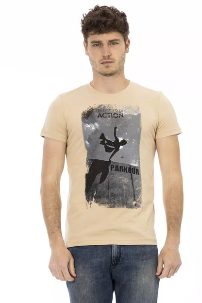 Trussardi Action Beige Cotton Men T-Shirt Trussardi Action