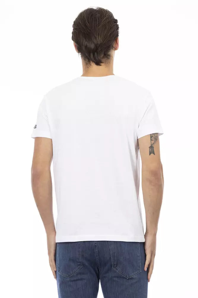 Trussardi Action Elegant V-Neck Tee with Chic Front Print Trussardi Action