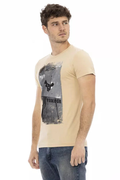 Trussardi Action Beige Cotton Men T-Shirt Trussardi Action