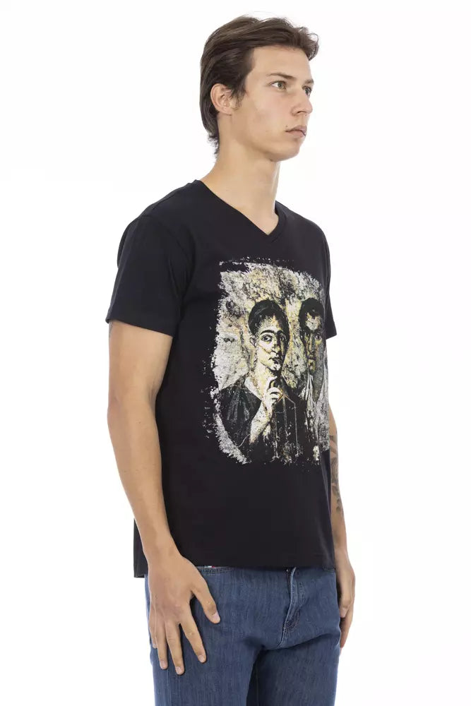 Trussardi Action Black Cotton Men T-Shirt Trussardi Action