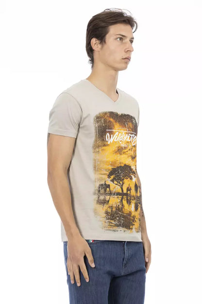 Trussardi Action Beige Cotton Men T-Shirt Trussardi Action