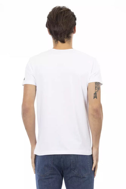 Trussardi Action Elegant V-Neck Designer Tee with Chic Front Print Trussardi Action