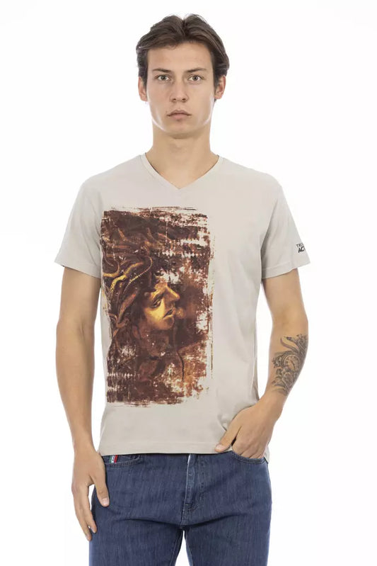 Trussardi Action Beige Cotton Men T-Shirt Trussardi Action