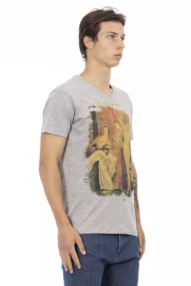 Trussardi Action Gray Cotton Men T-Shirt Trussardi Action