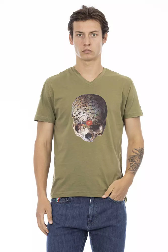 Trussardi Action Green Cotton Men T-Shirt Trussardi Action