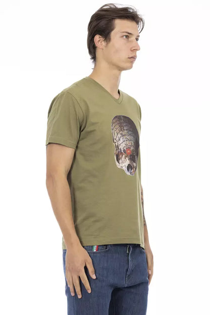 Trussardi Action Green Cotton Men T-Shirt Trussardi Action