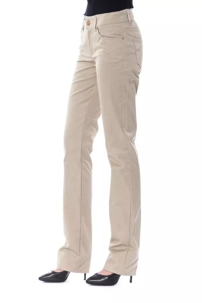 BYBLOS Beige Cotton Women Pant BYBLOS