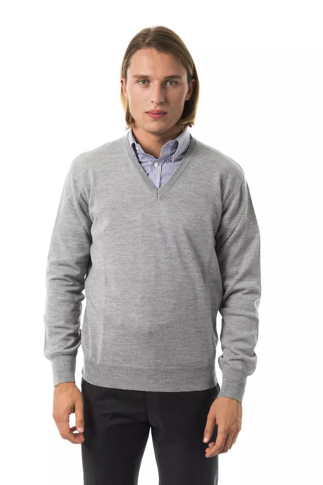 Uominitaliani Gray Wool Men Sweater Uominitaliani