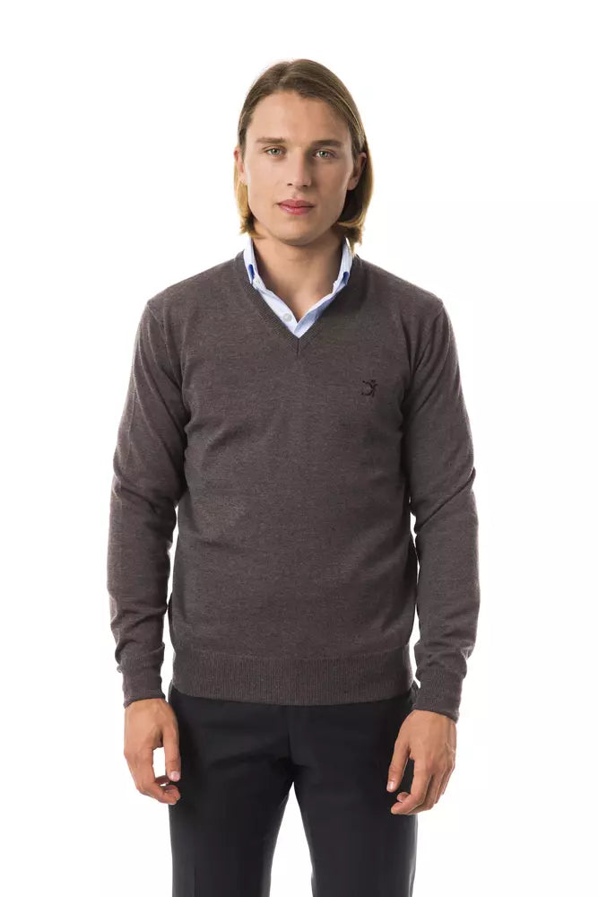 Uominitaliani Gray Merino Wool Men Sweater Uominitaliani