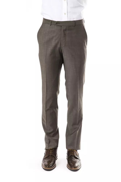 Uominitaliani Gray Woolen Men Pant Uominitaliani