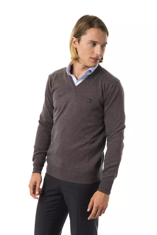 Uominitaliani Gray Merino Wool Men Sweater Uominitaliani