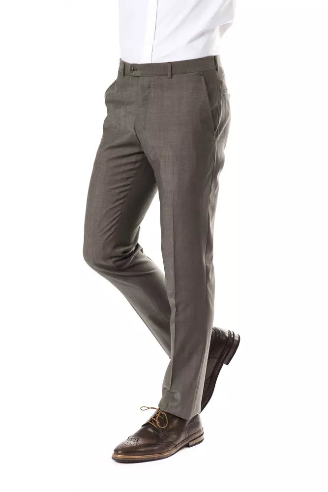 Uominitaliani Gray Woolen Men Pant Uominitaliani