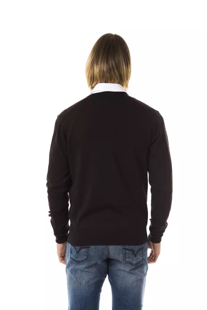 Uominitaliani Brown Merino Men Sweater Uominitaliani