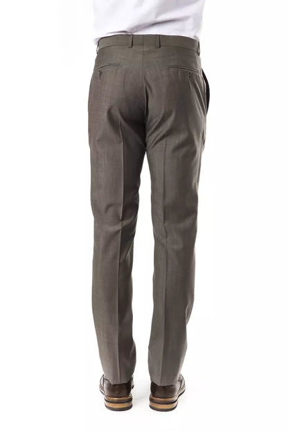 Uominitaliani Gray Woolen Men Pant Uominitaliani