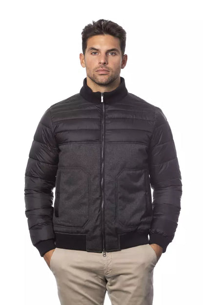 Verri Gray Polyester Men Bomber Jacket Verri