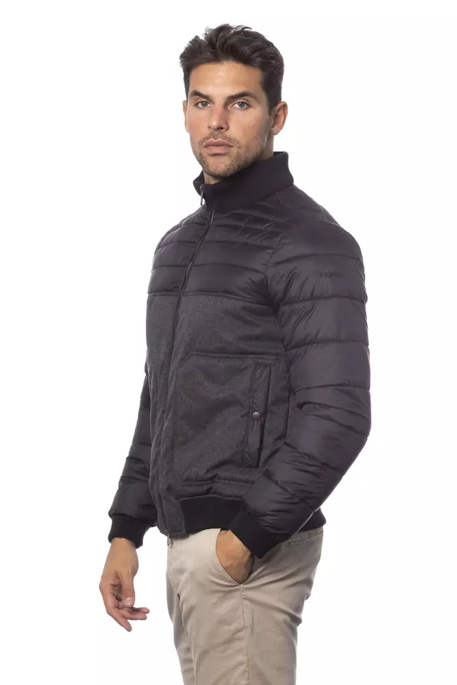 Verri Gray Polyester Men Bomber Jacket Verri