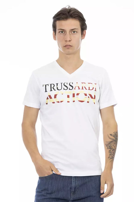 Trussardi Action White Cotton Men T-Shirt Trussardi Action