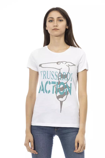 Trussardi Action Chic White Printed Tee: Summer Wardrobe Essential Trussardi Action