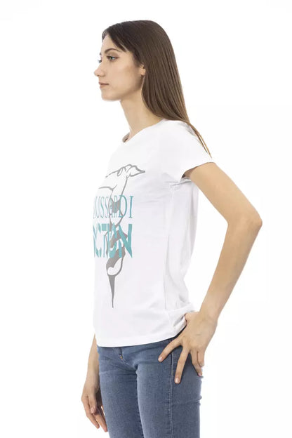 Trussardi Action Chic White Printed Tee: Summer Wardrobe Essential Trussardi Action