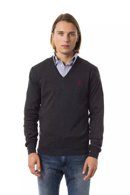 Uominitaliani Gray Merino Wool Men Sweater Uominitaliani