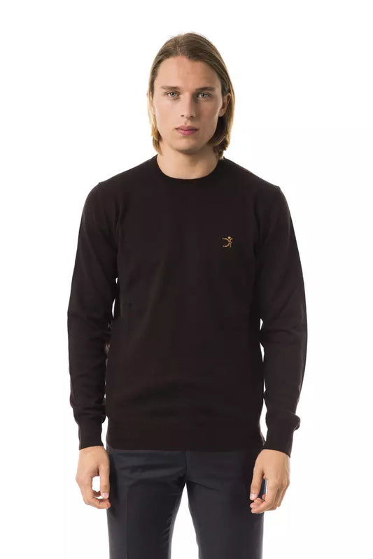 Uominitaliani Brown Merino Wool Men Sweater Uominitaliani