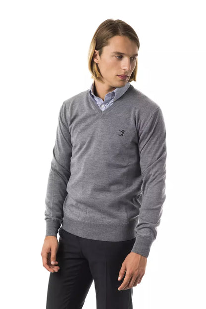 Uominitaliani Gray Merino Wool Men Sweater Uominitaliani