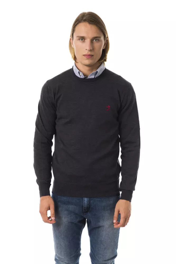 Uominitaliani Gray Merino Wool Men Sweater Uominitaliani