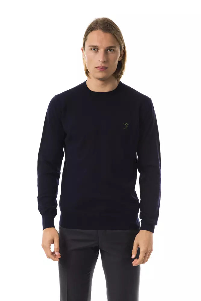 Uominitaliani Blue Merino Wool Men Sweater Uominitaliani