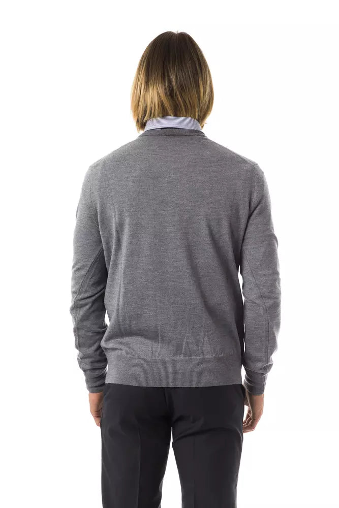 Uominitaliani Gray Merino Wool Men Sweater Uominitaliani