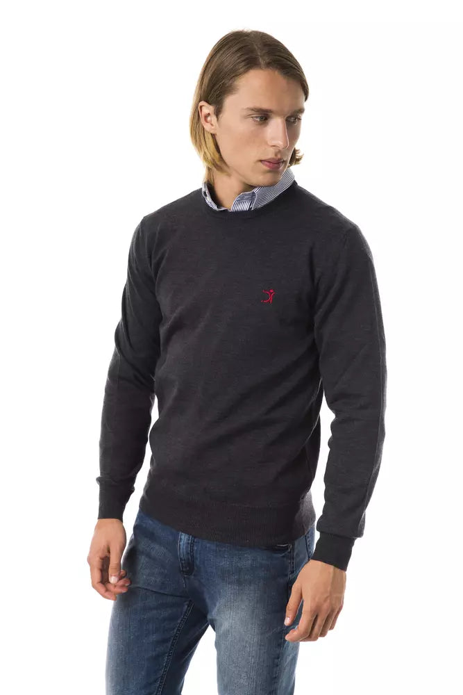 Uominitaliani Gray Merino Wool Men Sweater Uominitaliani