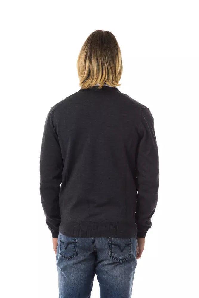 Uominitaliani Gray Merino Wool Men Sweater Uominitaliani