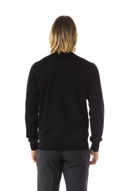 Uominitaliani Black Merino Men Sweater Uominitaliani