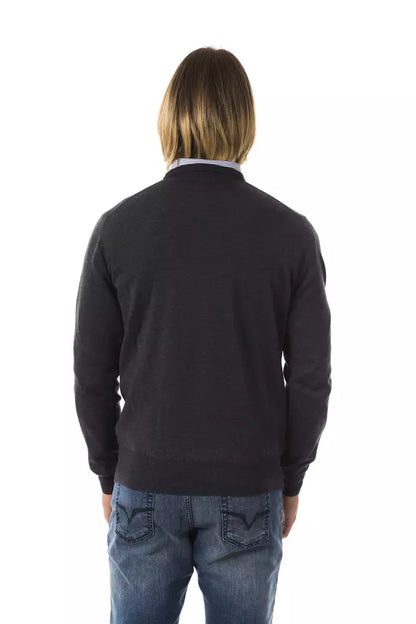 Uominitaliani Gray Merino Wool Men Sweater Uominitaliani