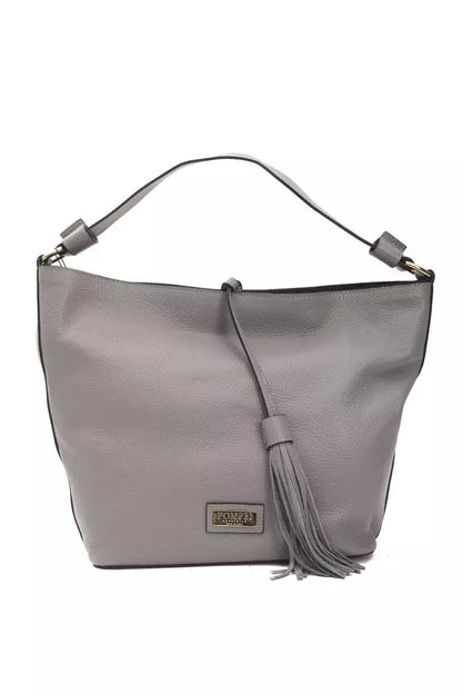 Pompei Donatella Gray Leather Women Shoulder Bag Pompei Donatella