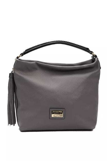 Pompei Donatella Gray Leather Women Shoulder Bag Pompei Donatella