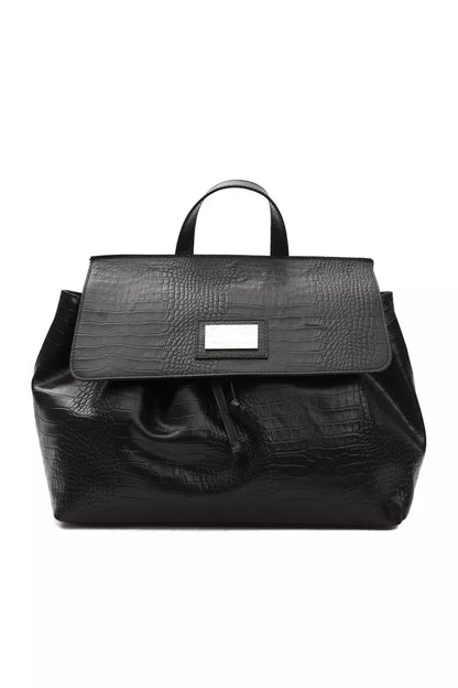 Pompei Donatella Black Leather Women Handbag Pompei Donatella