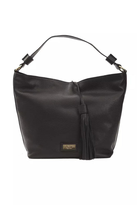 Pompei Donatella Black Leather Women Shoulder Bag Pompei Donatella