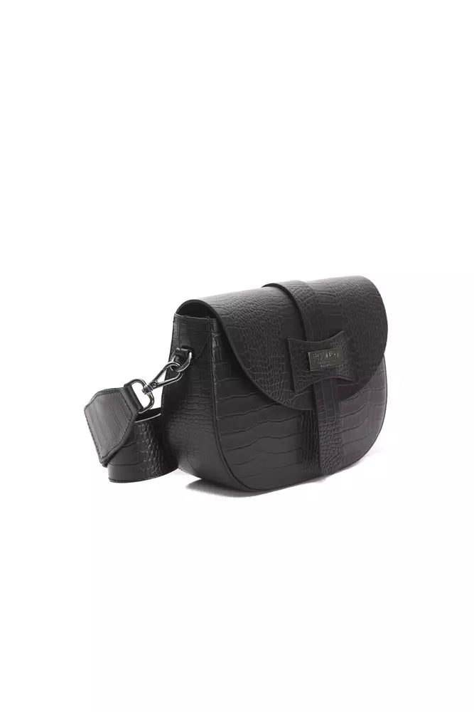 Pompei Donatella Black Leather Women Crossbody Bag Pompei Donatella