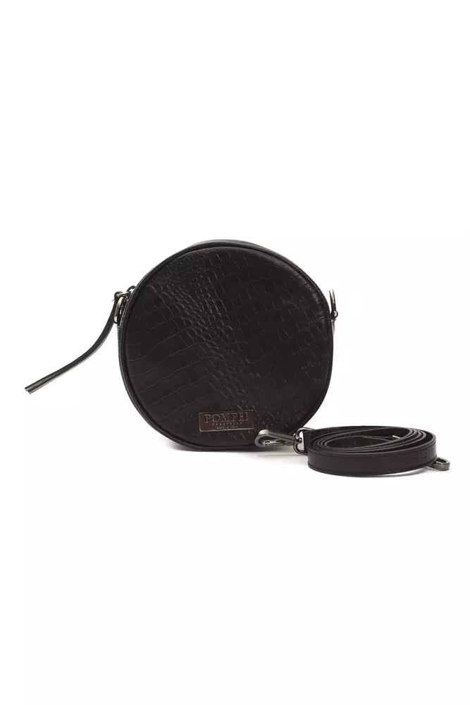 Pompei Donatella Black Leather Women Crossbody Bag Pompei Donatella