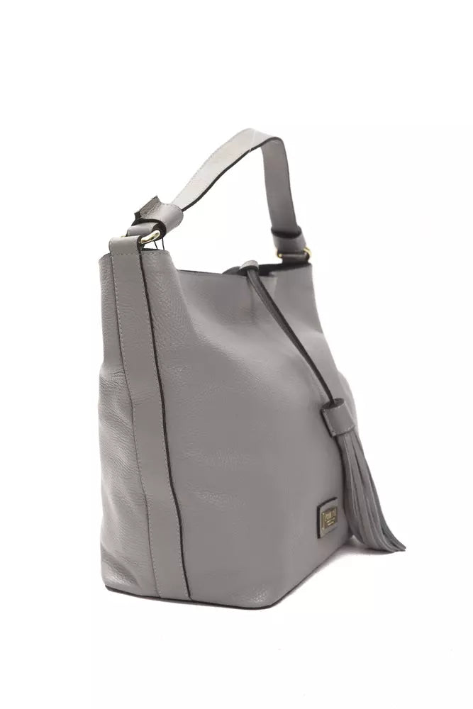 Pompei Donatella Gray Leather Women Shoulder Bag Pompei Donatella