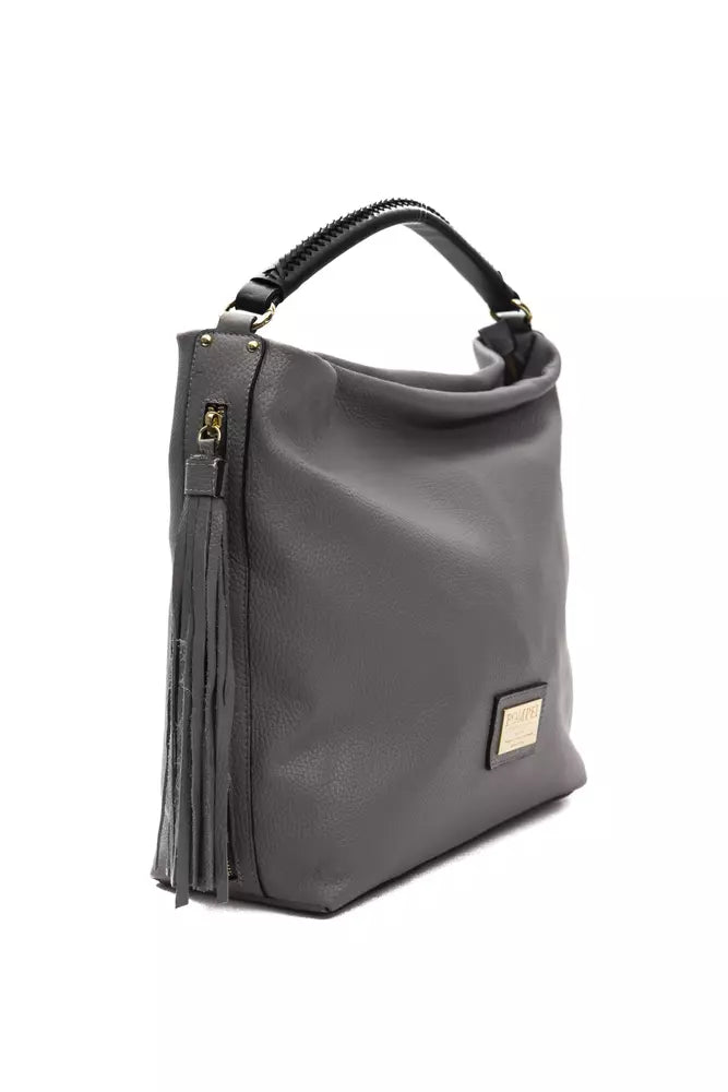 Pompei Donatella Gray Leather Women Shoulder Bag Pompei Donatella