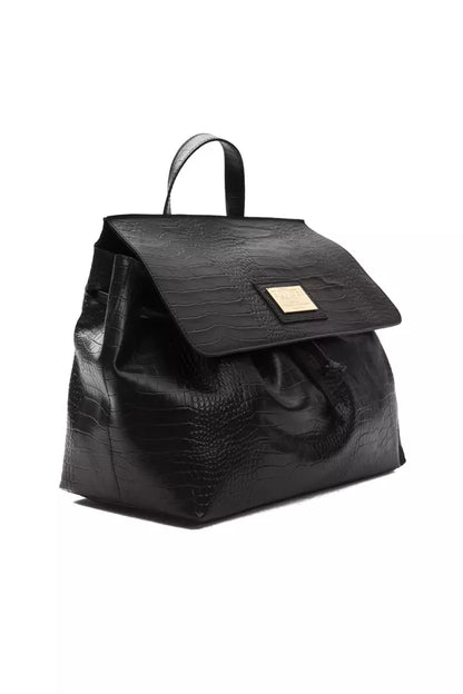 Pompei Donatella Black Leather Women Handbag Pompei Donatella