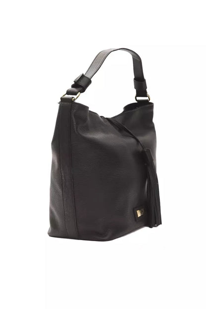 Pompei Donatella Black Leather Women Shoulder Bag Pompei Donatella