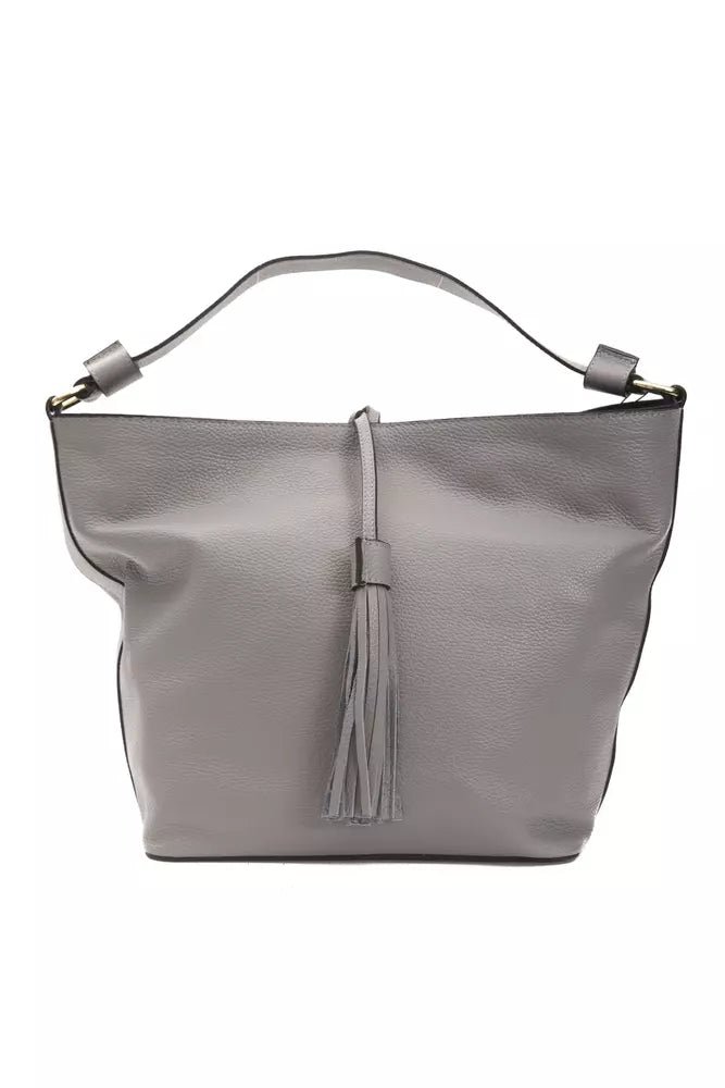 Pompei Donatella Gray Leather Women Shoulder Bag Pompei Donatella