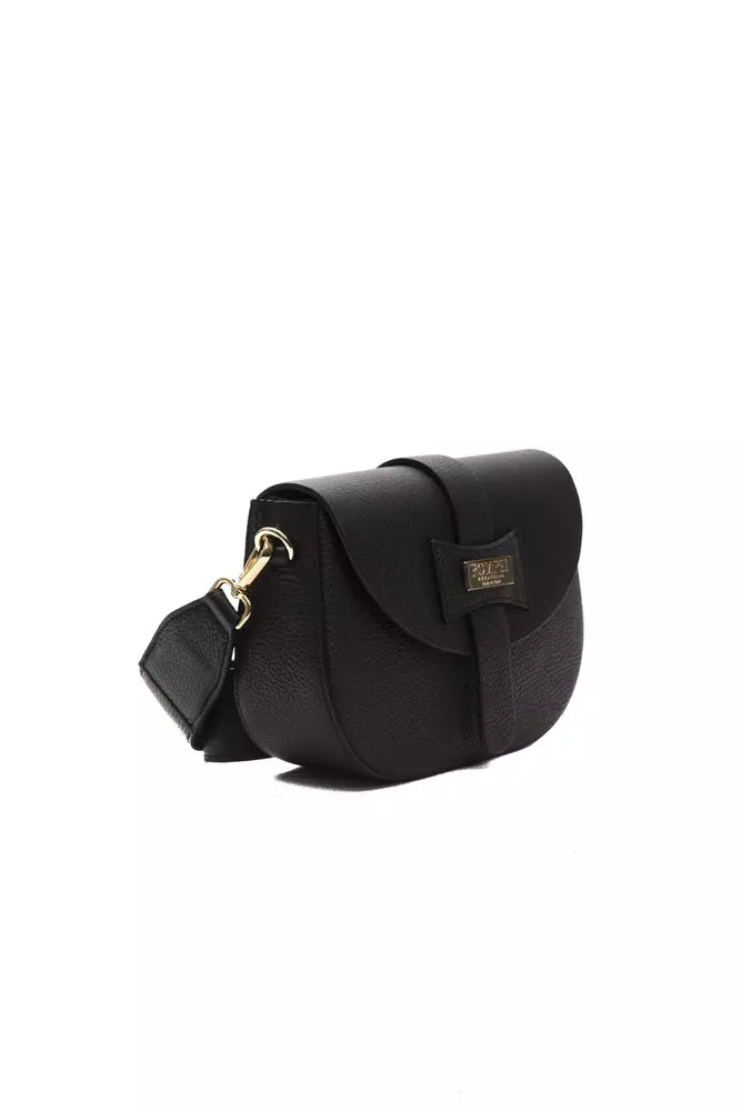 Pompei Donatella Black Leather Women Crossbody Bag Pompei Donatella