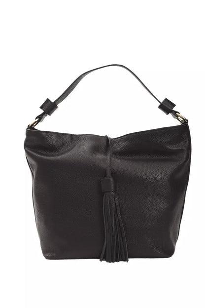 Pompei Donatella Black Leather Women Shoulder Bag Pompei Donatella