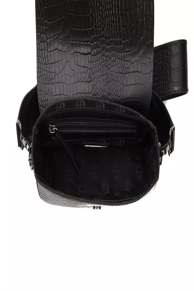 Pompei Donatella Black Leather Women Crossbody Bag Pompei Donatella