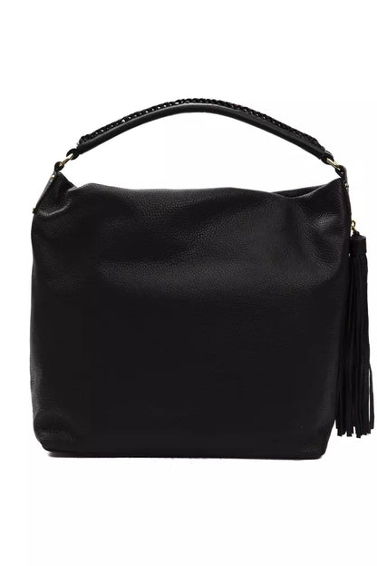 Pompei Donatella Black Leather Women Shoulder Bag Pompei Donatella